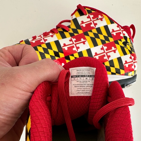 ❌SOLD🎁University of Maryland Football Team Issued MD Flag Turf Shoes  Size 12 - Picture 7 of 8